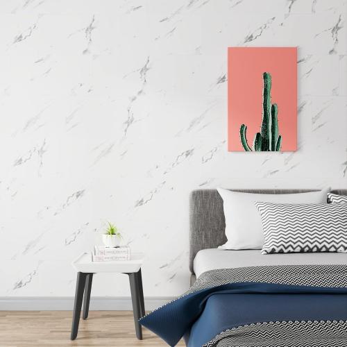 Stickyart 15-Piece White Marble Peel and Stick Floor Tile for Bathroom Floor Tile Peel and Stick on Wall Vinyl Flooring Roll Waterproof 12x24 Self Adhesive Vinyl Flooring Tiles for Kitchen Bedroom