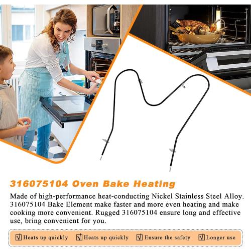 316075104 316075103 Oven Bake Heating Element by Blutoget-Fit for Frigidaire Kenmore Oven Heating Element Replaces PS438018 316282600 316075100 AH2332301 AP2125026 FEF366ECD FEF366EMD FEF326FSEF