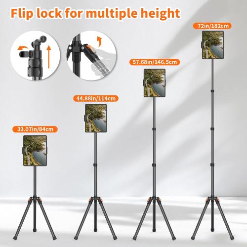 XXZU 72in Tablet Floor Stand Tripod, Aluminum Tablet Stand Holder for iPad