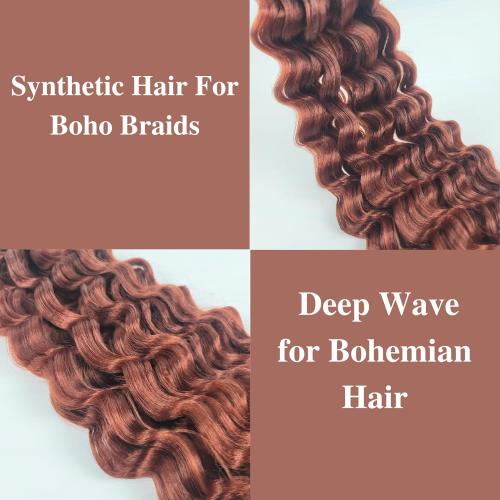 Boho Braiding Hair Pre stretched Ginger 350 Curly Braiding Hair Extensions Deep Wave Crochet Boho Braids Prestretched Synthetic Hypoallergenic Ez Braid Knotless