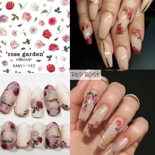 8 Sheets Multicolor Floral Nail Art Stickers & Decals for Nail Art