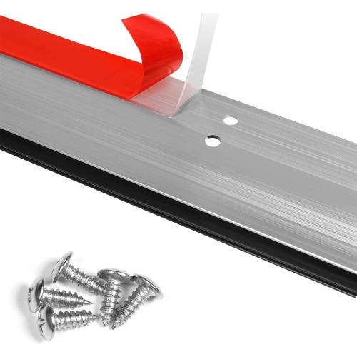 Door Metal Draft Stopper 28 inches Aluminum Mouse Blocker with Rubber Sweep Seal for Stop Under Doors Drafty Cover 2-3/8 inch Gap, 3-3/8x28 Silver