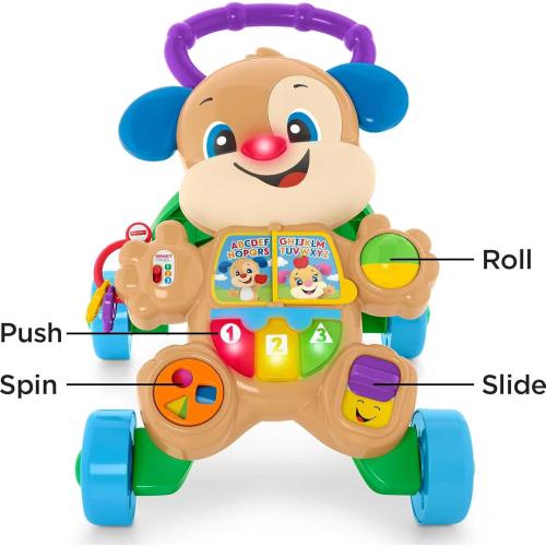 Fisher-Price Baby Toy Laugh & Learn Smart Stages Puppy Walker with Educational Music Lights & Activities for Infants Ages 6  Months