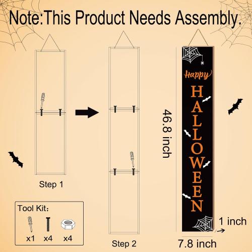 Halloween Porch Decor Outdoor Halloween Decorations Wooden Porch Sign Door Decorations Indoor Outside Welcome Sign for Front Door 46.8 Inch