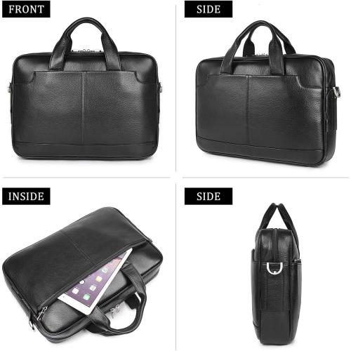 Augus Leather Laptop Briefcase for Men,Waterproof Travel Messenger Duffle Bags 15.6 Inch Laptop Bag