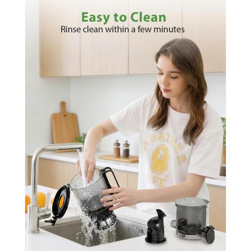 Juicer Machines - Wide Mouth Feed Chute with Self Feeding Hands-Free Design - Cold Press Juicer for Vegetables and Fruits - Juice Extractor Machine High Juice Yield - With Pusher