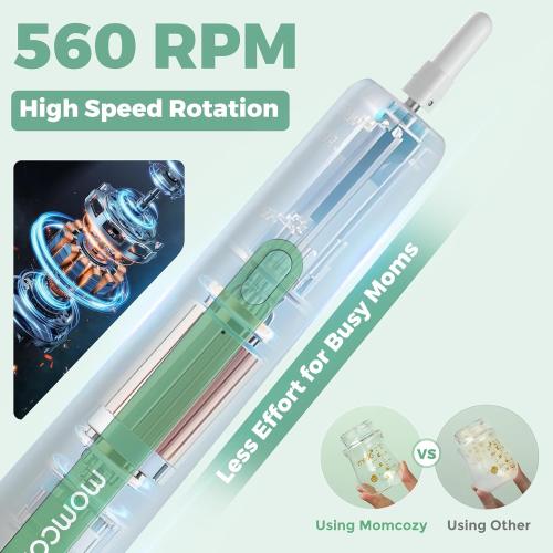 Momcozy 7 in 1 Electric Bottle Brush Kit, Portable Cleaning Set with Formula Mixer, Silicone Brush, Nipple Brush, Straw Brush, Soap Dispenser, Drying Rack - Long Battery Life for Home & Travel