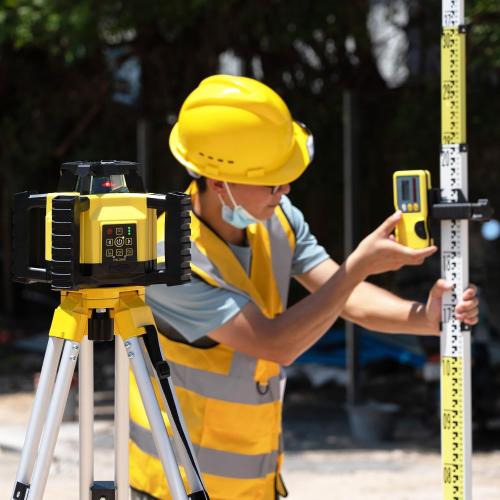Firecore Rotary Laser Level Kit, 360 Degree Self-Leveling Horizontal Rotary Laser for Construction, Outdoor Laser Level with Receiver, Rechargeable Battery, Rod Clamp & Remote Control Included-FRL300R