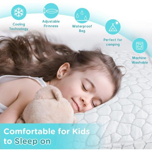 SUPA MODERN Cooling Bed Pillows for Sleeping 1 Pack Shredded Memory Foam Pillows Adjustable Cool Pillow for Side Back Stomach Sleepers Luxury Gel Pillows Toddler Pillow with Washable Removable Cover