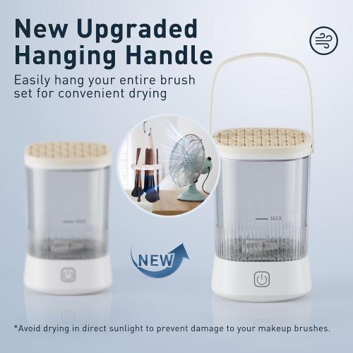 Electric Makeup Brush Cleaner - 9000 RPM Makeup Brush Cleaning Machine, IP65 Waterproof Automatic Makeup Brush Cleaner for Makeup Sponges and Brushes(White)