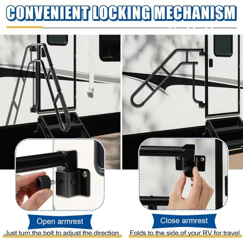 Dreyoo Extended Assist Rail, RV Handrail, RV Handle Grab Bar by Door, Camper Hand Rail, U Shaped Trailer Door Handle, Horizontal Length 34.88'' Ideal for Kids, Elderly and Pregnant Women