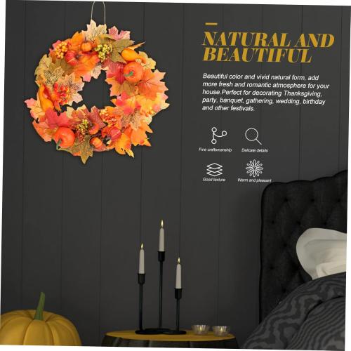 LIFKOME 5 pack Harvest Wreath with Simulated Berries Pumpkins and Maple Leaves Autumn Door Wall Hanging Decoration for Festive Tabletop Adornment and Seasonal Home Decor