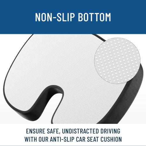 Everlasting Comfort Memory Foam Car Seat Cushion - Tailbone Pain Relief, Driving Seat Cushion for Short People - Office, Wheelchair, Gaming Chair, Travel - Non-Slip, Washable Cover