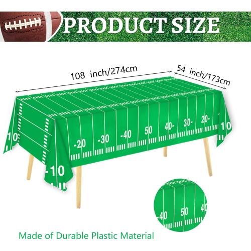 Oigco Football Party Decorations Tablecloth Disposable Plastic Touchdown Table Cover Perfect for Football Birthday Party Decorations and Gameday Tailgate Decorations 54 X 108Inch, 2 Pack