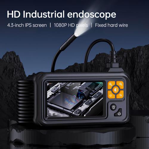Dual Lens Endoscope Camera with 8 LED Lights, Inspection Borescope Camera with 4.3 IPS 1080P HD Screen, 16.4FT Semi-Rigid Cord Cable Bore Scope, IP67 Waterproof for Sewer Car Wall Plumbing HVAC