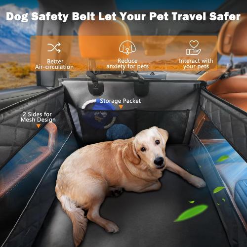 MIXJOY Dog Car Seat for Large Medium Dogs, Back Seat Extender for Pets, Waterproof Pet Carseat for Medium Sized Dog, Hammock for Pet, with Storage Pocket for Cars/SUV/Truck(L)