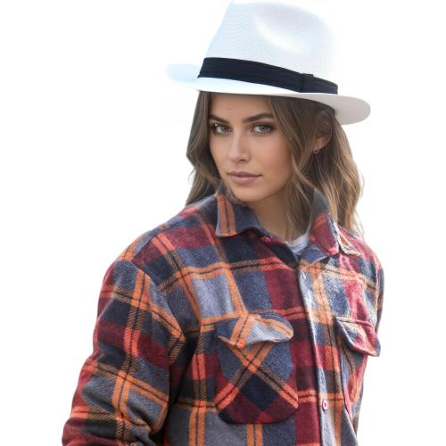2 Pack Short Brim Fedora Classic 20s Trilby Panama Hats Summer Travel Cap for Men Women