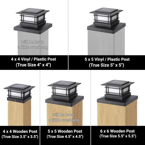 Dynaming 5 Pack Solar Post Cap Lights Outdoor with Flickering Flame Light, Fence Post Solar Lights Fit for 4x4 5x5 6x6 Vinyl/Wooden Posts, High Brightness SMD LED Lighting Decor for Garden Deck Patio