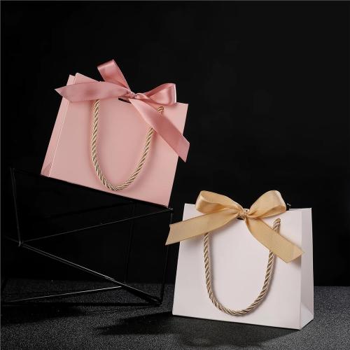 LNJMRU 20/50pcs Pretty Kraft Gift Bag Present For Gift Books Packaging Gold Handle Paper Box Paper Gift Bag(Color-01,50PCS_14X6X12CM)