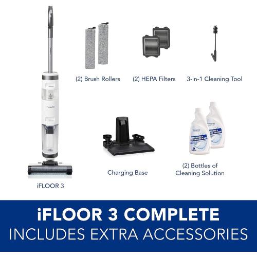 Tineco iFloor 3 Complete Wet Dry Vacuum, Floor Washer, White/Grey (Renewed)