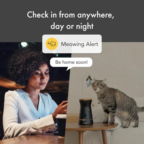 Furbo 360° Cat Camera: Pet Security Cam w/Meowing Alerts, Rotating View, Treat Toss w/Phone App, Smart Home Indoor Kitty Monitoring, 2-Way Speaker (Standard Features - No Subscription Required)