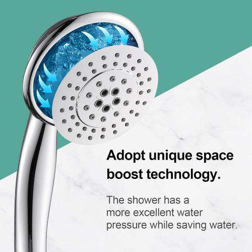 Silver Cobbe Premium 3-Way Rain Shower Head Combo, Dual Shower Head with Handheld, 5-mode High Pressure Rainfall Showerhead with Stainless Steel Hose & Sealant Tape - U.S. Invention Patents - Chrome