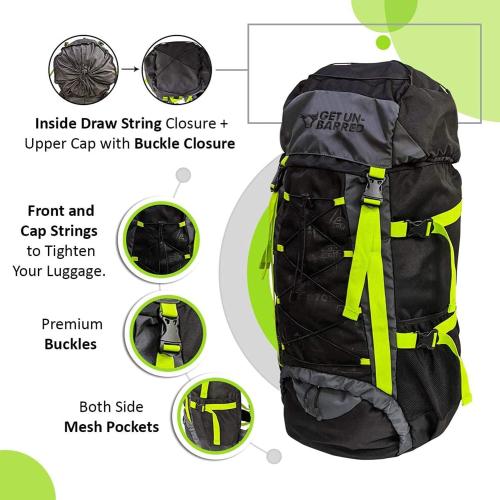 Presents 75 ltrs Campsack Rucksack/Camping/Trekking/Hiking Bag for Outdoor Sports (Neon Green & Black)