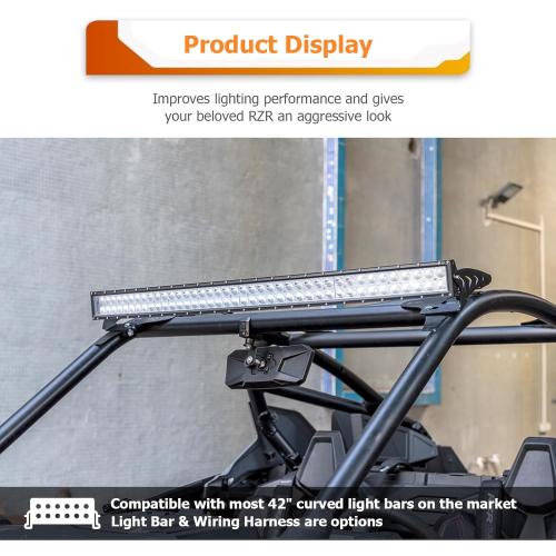 WeiSen 240W Roof LED Light Bar Kit with Plug & Play Wiring Harness, 42 Curved LED Light Bar and Upper Windshield Mounting Brackets Compatible with Polaris RZR PRO R 4 2022-2026