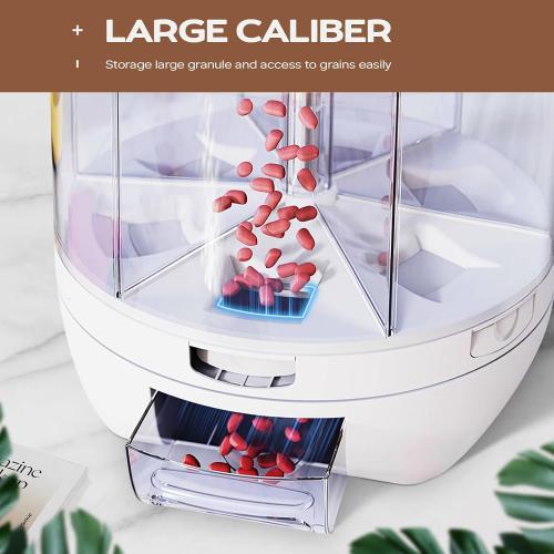 Grain Dispenser, 360° Rotating Storage Container, 6 Grid Food Dispenser