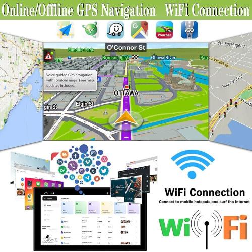 4 64G Android 14 Car Stereo Radio fits for 1994–2002 Dodge Ram 1500 2500 3500 for Cirrus 1995-2000 for Chrysler Town & Country 1990-2000 6.8 Touch Screen Car Stereo with CarPlay Android Auto GPS WiFi