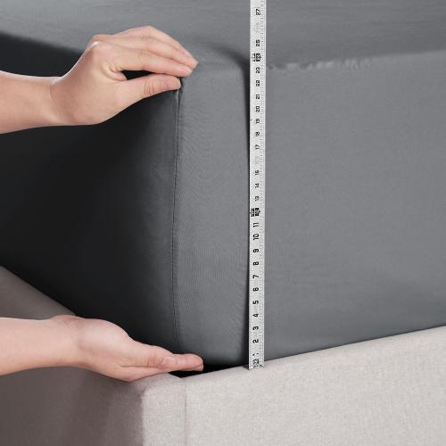 Nestl Grey Extra Deep Pocket Fitted Sheet Queen, Hotel Luxury Queen Fitted Sheet Only Easily Fits 18 to 24 Inch Mattress, Super Soft, Wrinkle-Free, and Breathable Bottom Sheets with Corner Straps