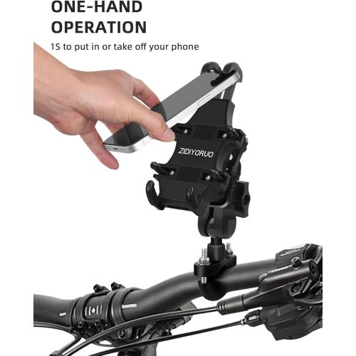 Motorcycle Phone Mount with Vibration Dampener, One-Hand Operation Bike Phone Holder Holds 4.7-7.1 Cell Phones on Handlebar, ATV Cell Phone Holder for Bike Motorcycle Scooter ATV