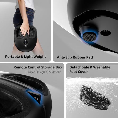 Shiatsu Foot Massager with Heat,Vibration,Air Compression and Deep Kneading for Plantar Fasciitis, Neuropathy,Improve Foot Wellness,Gifts for Women & Men（Black）