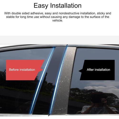 Car Pillar Decals for Door Window 6 PCS Gloss Black Pc Material | Side Door Window Cover Trim Car Pillar Stickers Replacement Exterior Accessory for Charger 2011-2021