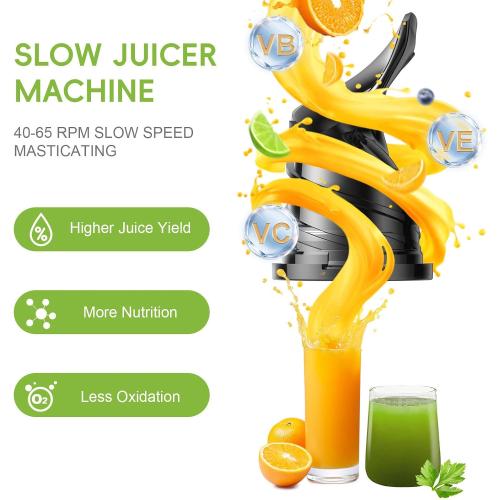 Masticating Juicer-Large Feed Chute 13cm, 250w Self Feeding Cold Press Juicer-1.6l Capacity,Slow Juicer Machines,Juice Extractor for Whole Fruits & Vegetables, Heavy Duty, Easy(