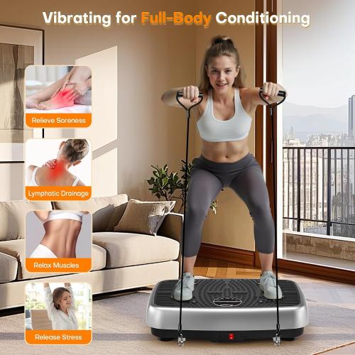 Vibration Plate Exercise Machine, EvoSpark Dual Motor Vibration Plate for Lymphatic Drainage, 450 Lbs Capacity Shake Fitness Platform