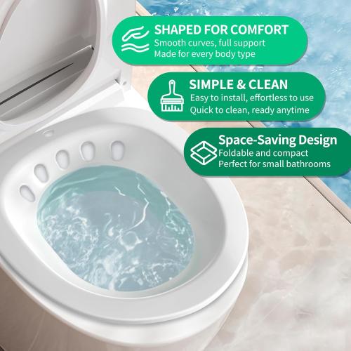 RUGUO Sitz Bath for Toilet Seat - Yoni Steam Seat - Sitz Bath for Hemorrhoids and Postpartum Care - Portable Bidet BPA Free - Foldable Basin for Epsom Salt Soak - Green
