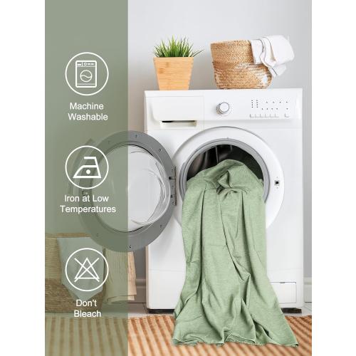 IVAPUPU Textured Linen Rectangle Table Cloth, Sage Green, 52 x 70 Inch