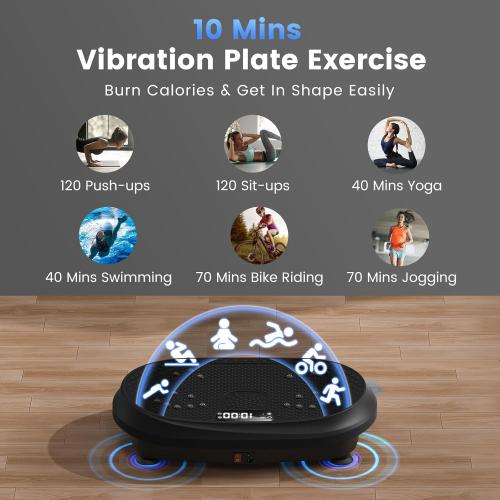 Vibration Plate Exercise Machine, Vibrating Fitness Platform for Lymphatic Drainage, 450 lbs Capacity Full Body Shaker Workout Equipment, Bluetooth Shaping Vibrate Plate, Board Sport for Home Exercise