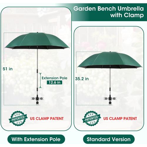 2-in-1 Garden Kneeler with Umbrella, Garden Kneeling Bench & Green Umbrella, Portable Garden Stool Loads Capacity 330lb and Garden Tools Bag with bottle holder, Gardening Gifts for Women,Men,Seniors