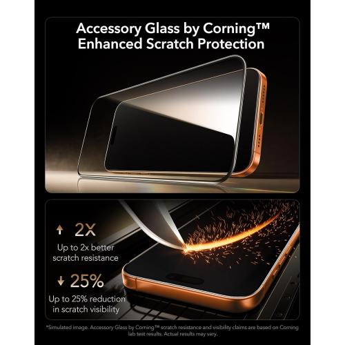 ESR Accessory Glass by Corning™ 3 Pack 9H  Glass for iPhone 17 Pro Screen Protector, with AR Anti-Reflective Technology, Military Grade Shatterproof & Durable with UltraFit Tray
