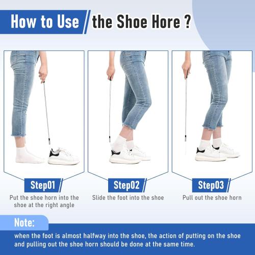 Fanwer Extendable Shoe Horn Long Handle for Seniors, Twist to Lock, 16 to 31Adjustable, Stainless Steel Telescopic Shoehorn for Men Women, Metal Travel Shoe Horn, Shoe Helper Tool