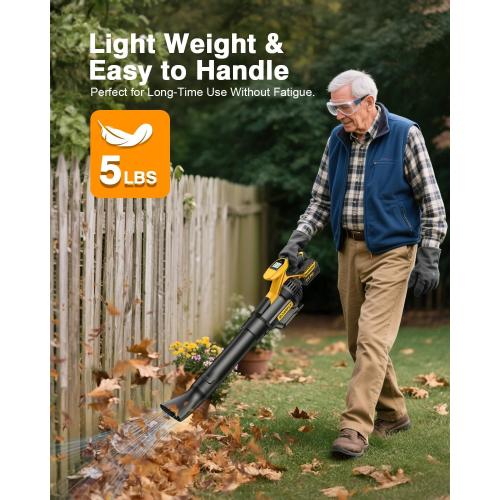 SOARFLY Cordless Leaf Blower – 650 CFM | 28,000 RPM Brushless Motor, 2×4.0Ah Battery & Fast Charger, 3-Speed Turbo Mode, Lightweight Electric Leaf Blower for Lawn Care, Patio, Snow, Leaves, Dust