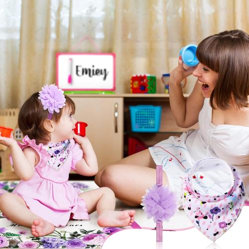 Chumia 6 Pcs Baby Monthly Milestone Blanket for Girl 60 x 40 Butterfly Milestone Blanket Age Photo Photography Backdrop with Newborn Calendar Growth Chart Bib Headband(Purple,Floral Pattern)