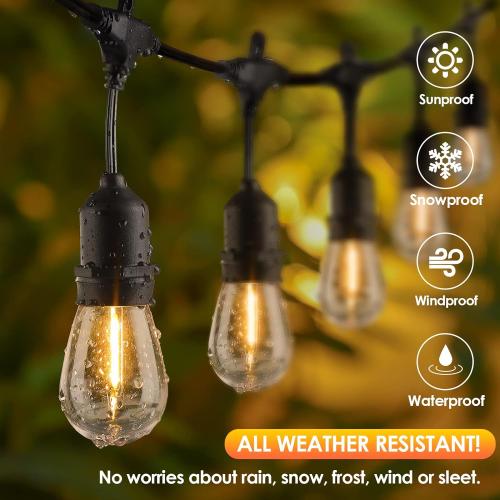 Mlambert 96FT LED Outdoor String Lights, Dimmable Waterproof Patio Lights with 30 3 Shatterproof Edison Vintage Bulb for Outside Backyard Porch Garden