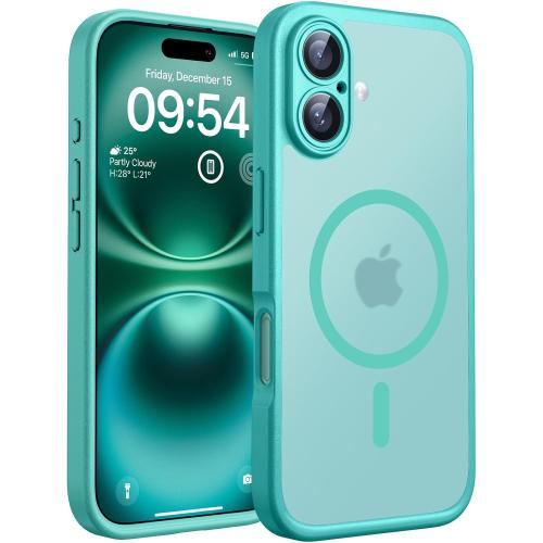 TOCOL Magnetic for iPhone 16 Case, Upgraded Full Camera Protection, Compatible with Magsafe, Drop Protection, Translucent Matte Back Bumper Phone Cover 6.1-Inch (Green)