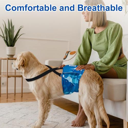 Dono Reusable Belly Bands for Male Dogs with Suspender, 3 Pack Washable Dog Diapers Male, High Absorbency Male Dog Wraps, Leakproof Doggie Puppy Doggy Diapers, Sharks Dinosaurs Trucks, Medium
