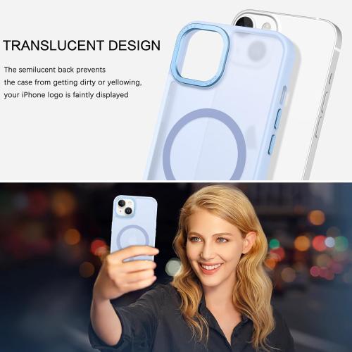 BENTOBEN Magnetic for iPhone 13 Case & iPhone 14 Case [Compatible with Magsafe] Translucent Matte Phone Case iPhone 13/14 Slim Thin Shockproof Women Men Protective Cover, Light Blue