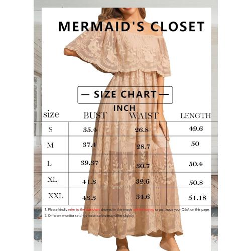 Size M Women's Casual Off Shoulder Lace Maxi Dress Boho White Bridesmaid Wedding Evening Party Dresses