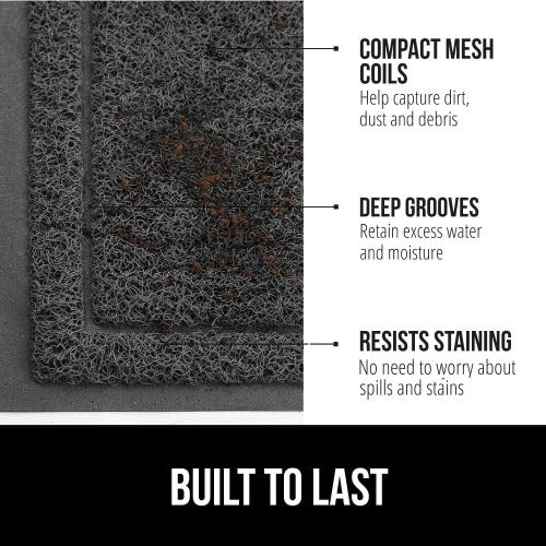 GORILLA GRIP Dirt Grabber Door Mat Durable Mesh for Indoor Outdoor Use | Front Door Mat Outside Entrance, 35X23, Heavy Duty Dirt Trapper, High Traffic Mud Scraper, Low Profile Welcome Mat, Dark Gray